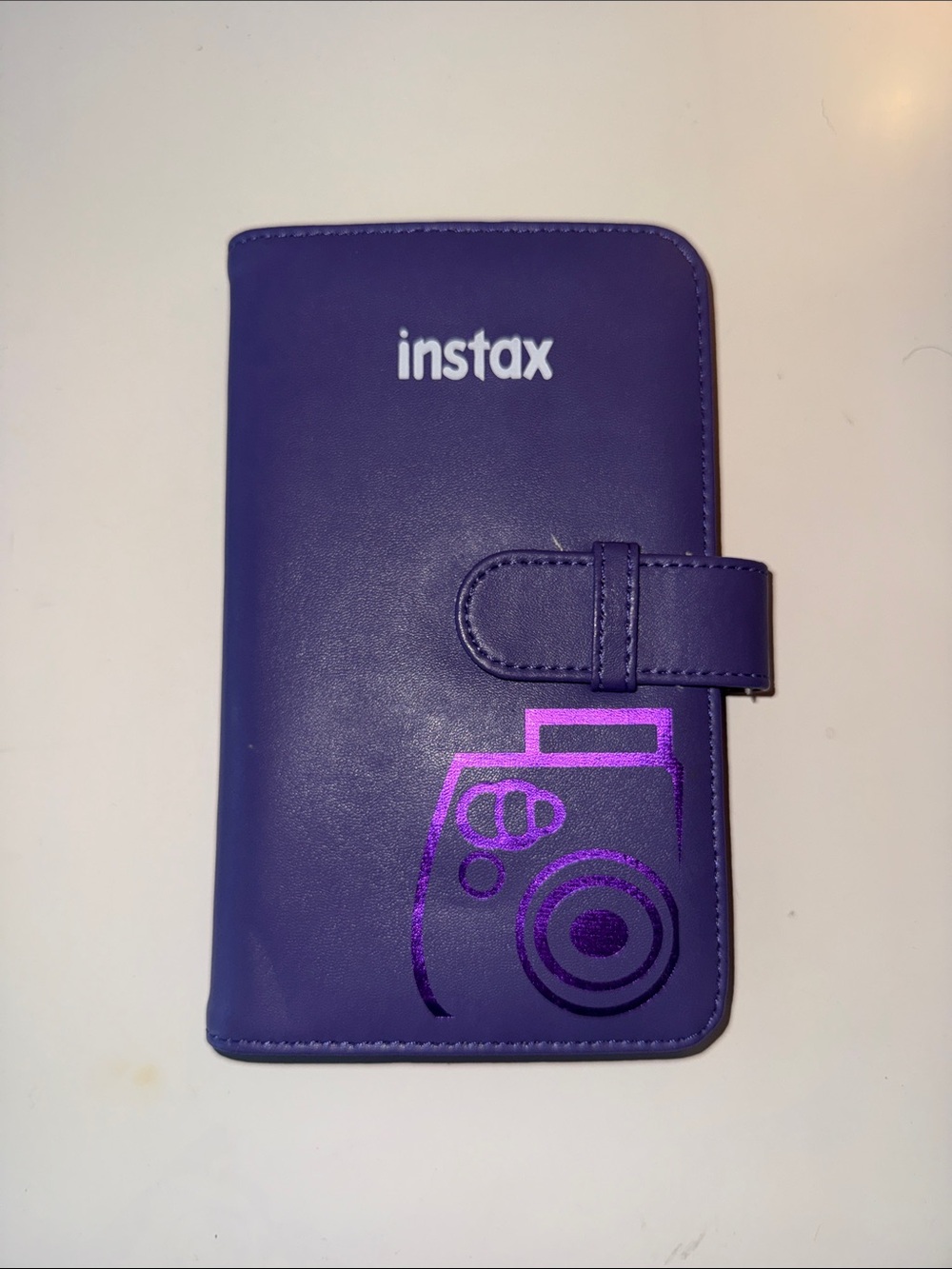 Instax Purple Photo Album with Metallic Pink Camera Accent